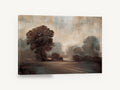 Misty Sepia Oaks, misty trees landscape sepia painting, floral canvas wall art print ready to hang