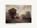 Misty Sepia Oaks, misty trees landscape sepia painting, floral canvas wall art print ready to hang