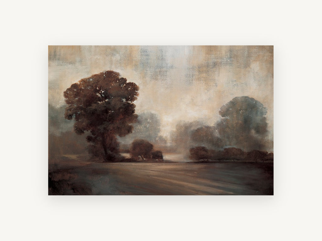 Misty Sepia Oaks, floral canvas wall art print, front view
