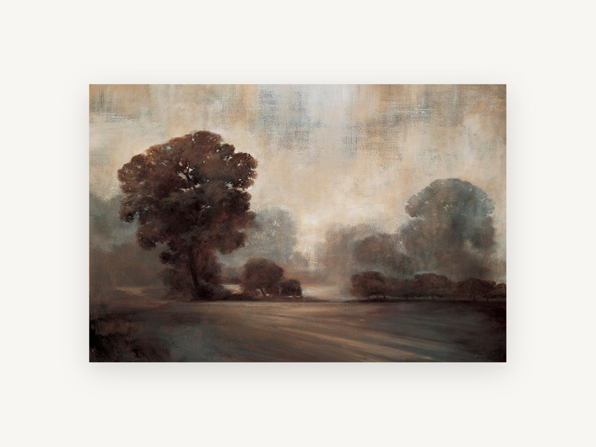 Misty Sepia Oaks, floral canvas wall art print, front view