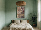 Silver Branches in Glass floral canvas print on the wall of a bedroom