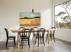 Golden Field Horizon landscape canvas print on the wall of a dining room