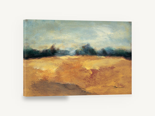 Amber Field Horizon, golden field abstract landscape painting, landscape canvas wall art print ready to hang