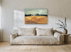 Amber Field Horizon landscape canvas print on the wall of a living room