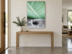 Leaf Vein and Daisy floral canvas print on the wall of a entry hall