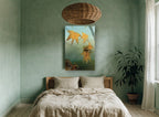 Amber Maple Haze floral canvas print on the wall of a bedroom