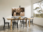 Paddock Companions animal canvas print on the wall of a dining room