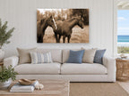 Paddock Companions animal canvas print on the wall of a beach house living room