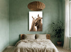Sepia Horse Companions animal canvas print on the wall of a bedroom