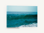 Teal Swell Rising, teal ocean wave photograph, coastal canvas wall art print ready to hang
