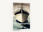 Bow On Calm, ship bow head-on seascape painting, coastal canvas wall art print ready to hang