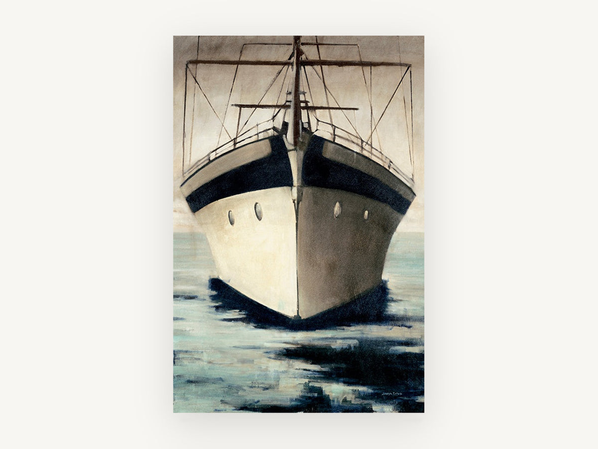 Bow On Calm, coastal canvas wall art print, front view