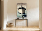 Bow On Calm coastal canvas print on the wall of a hallway