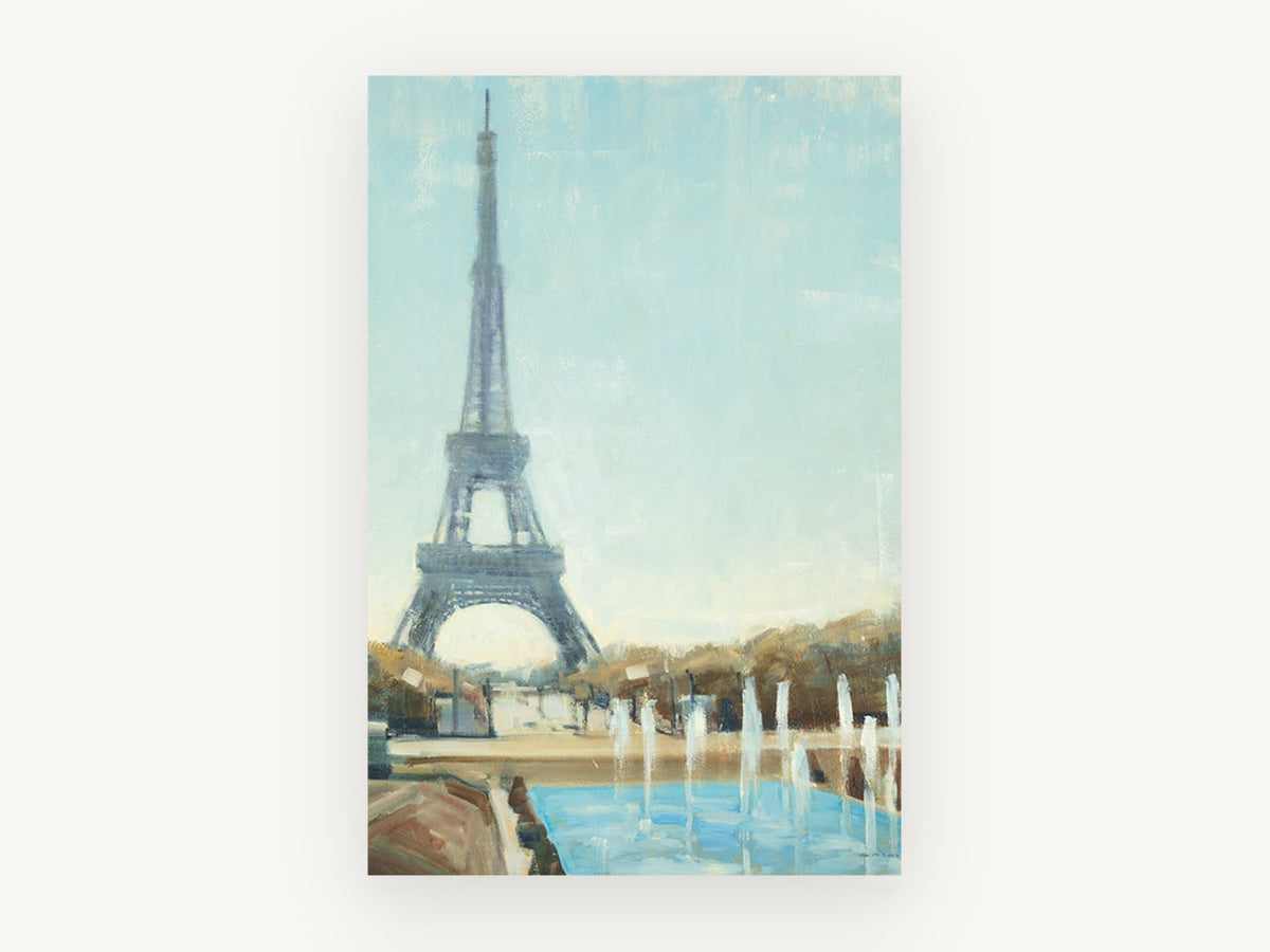 Eiffel Above the Fountains, eiffel tower and fountains canvas art, city canvas wall art print, front view