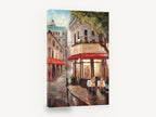 Corner Brasserie Rain, paris brasserie street scene, city canvas wall art print ready to hang