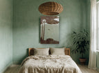 Pine Canopy Mist floral canvas print on the wall of a bedroom