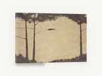 Quiet Pine Clearing, tall trees clearing neutral landscape painting, floral canvas wall art print ready to hang