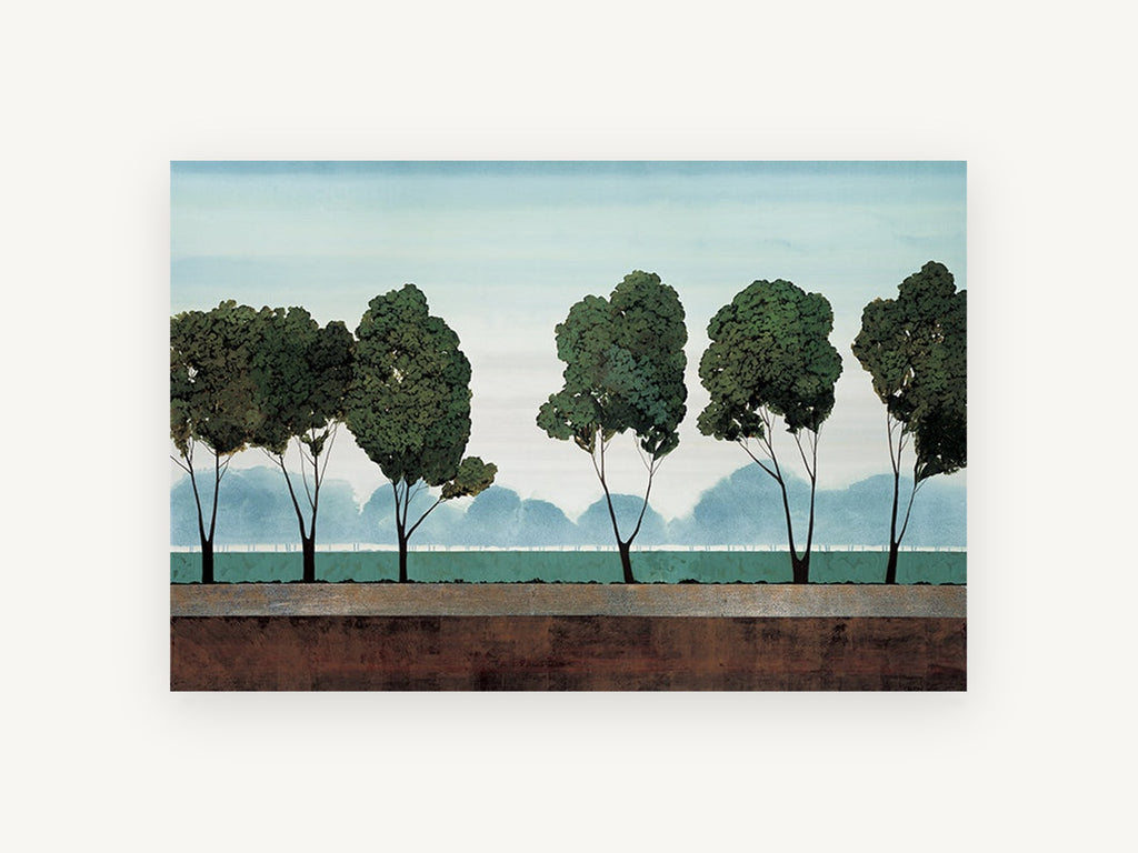 Six Trees at Dusk, floral canvas wall art print, front view