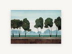 Six Trees at Dusk, floral canvas wall art print, front view
