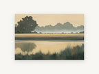 Misty Marsh Dawn, floral canvas wall art print, front view