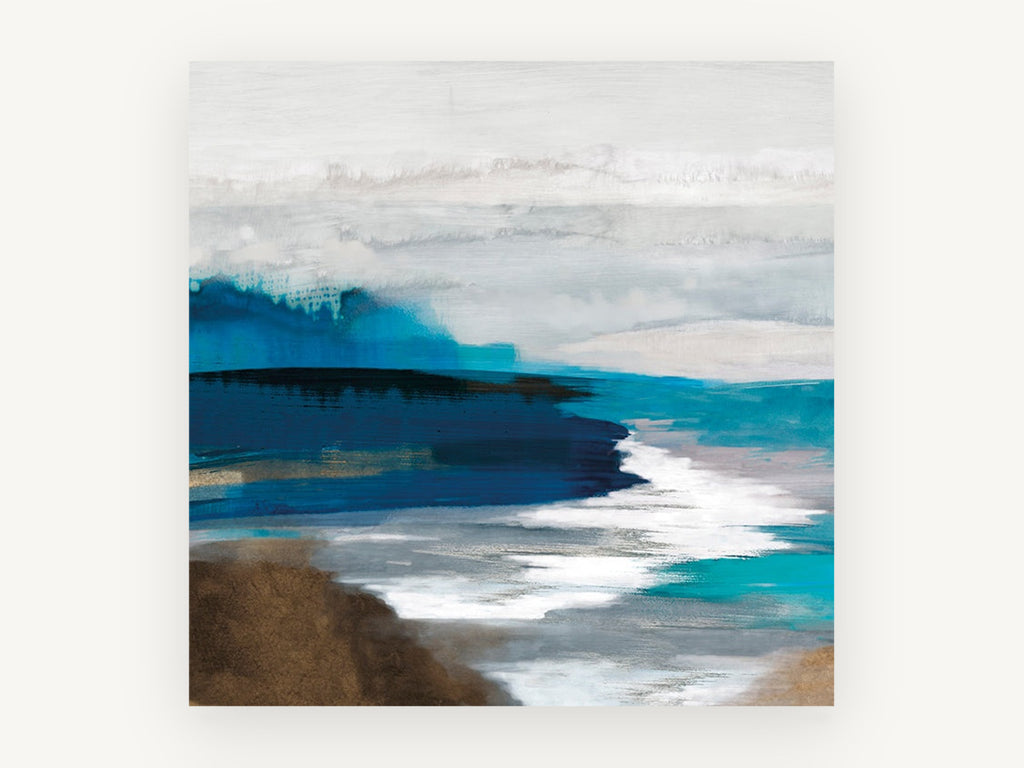 Indigo Shore Drift, coastal canvas wall art print, front view