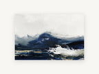 Indigo Swell, indigo wave abstract seascape art, landscape canvas wall art print, front view
