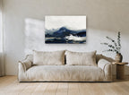 Indigo Swell landscape canvas print on the wall of a living room