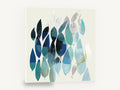 Teal Leaf Drift, blue teal abstract leaf shapes, floral canvas wall art print ready to hang