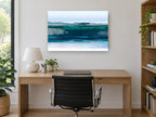 Glacial Teal Shoreline landscape canvas print on the wall of a study