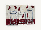 Three Glass Vases, red poppies in glass vases painting, floral canvas wall art print ready to hang