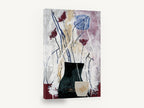Crimson Poppies in Dark Vase, abstract red flowers in black vase, floral canvas wall art print ready to hang