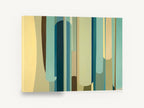 Teal Column Rhythm, retro abstract vertical stripe, stretched canvas wall art print ready to hang