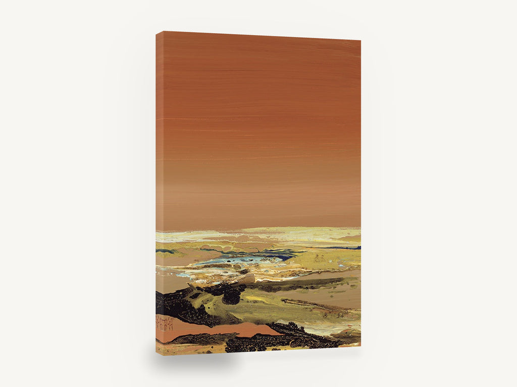 Rust Sky Plain, rust sky abstract landscape painting, landscape canvas wall art print ready to hang