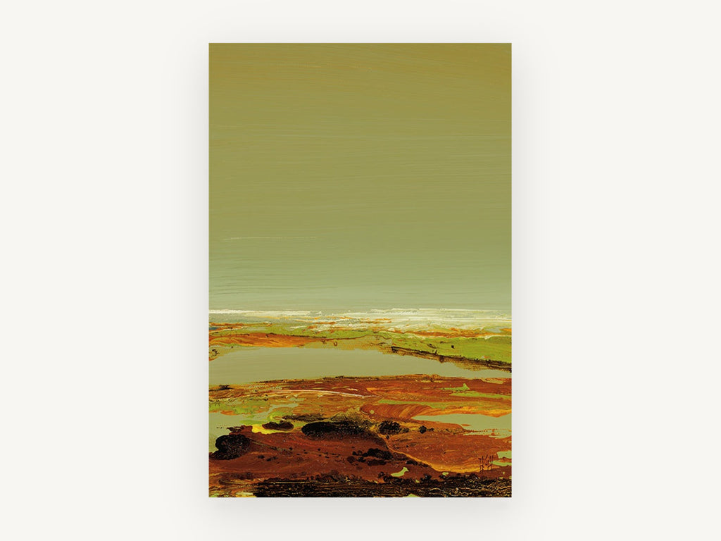 Ochre Tidal Flats, abstract landscape tidal flats, landscape canvas wall art print, front view