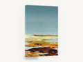 Quiet Ochre Shoreline, abstract landscape teal sky ochre, landscape canvas wall art print ready to hang