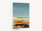 Quiet Ochre Shoreline, abstract landscape teal sky ochre, landscape canvas wall art print ready to hang
