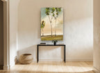 Three Slender Trees landscape canvas print on the wall of a hallway