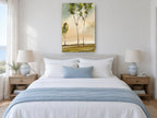 Three Slender Trees landscape canvas print on the wall of a bedroom