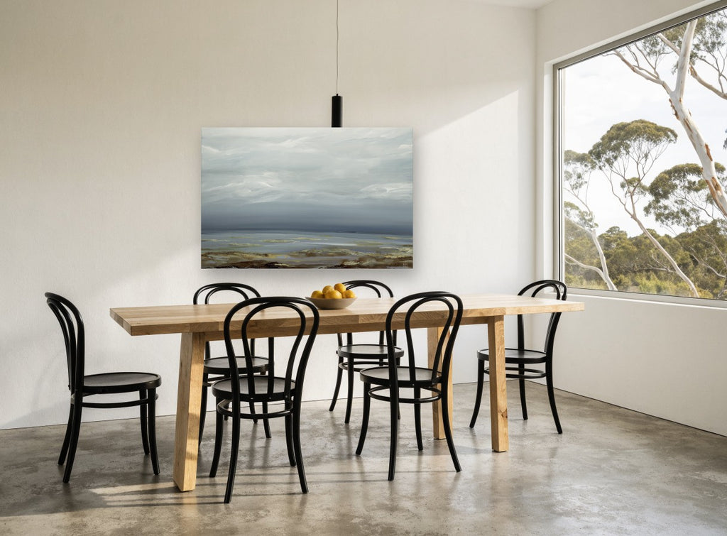 Quiet Before Rain landscape canvas print on the wall of a dining room