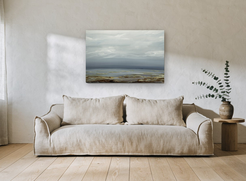 Quiet Before Rain landscape canvas print on the wall of a living room