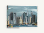 Lower Manhattan Steel Sky, lower manhattan skyline painting style, city canvas wall art print ready to hang