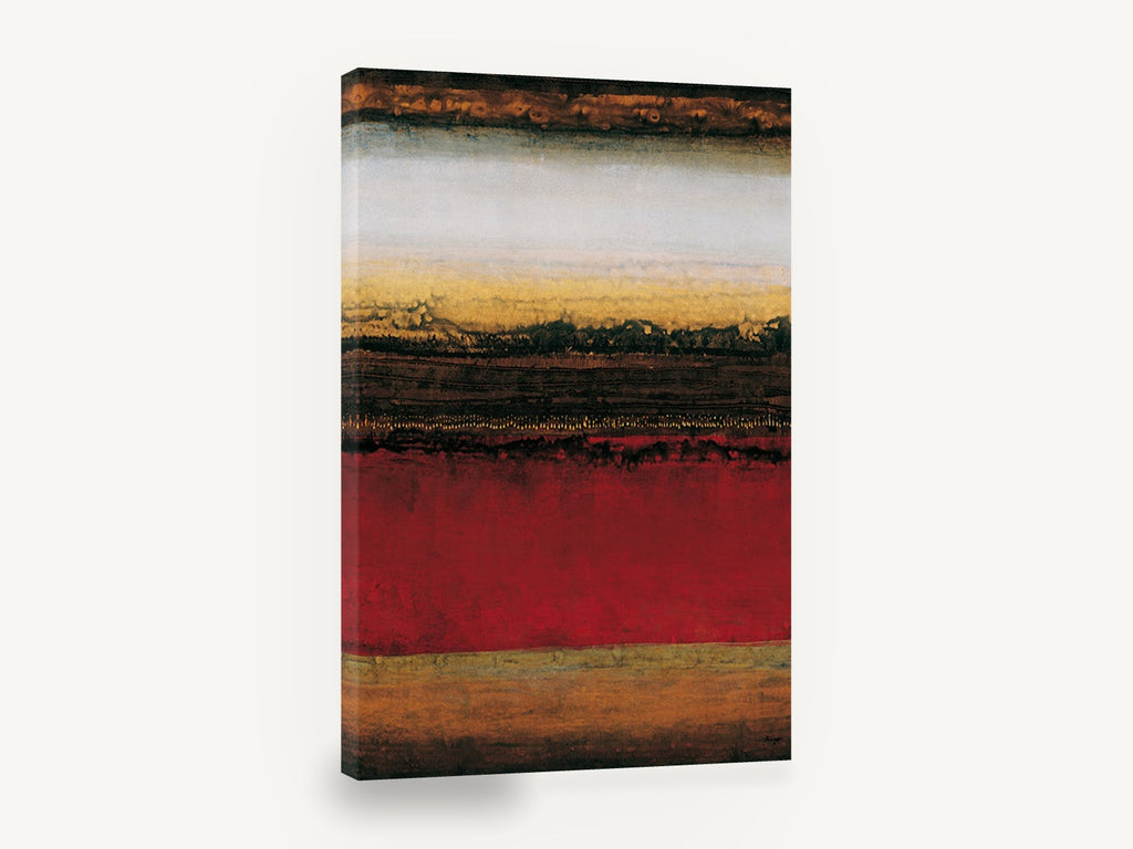 Crimson Desert Bands, red horizontal band abstract landscape, landscape canvas wall art print ready to hang