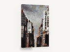 Rust Canyon Towers, abstract new york skyscrapers in rust and grey, city canvas wall art print ready to hang