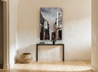Rust Canyon Towers city canvas print on the wall of a hallway