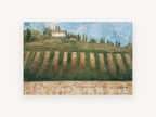Hilltop Vineyard Rows, hilltop villa vineyard rows landscape, landscape canvas wall art print, front view