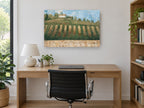 Hilltop Vineyard Rows landscape canvas print on the wall of a study