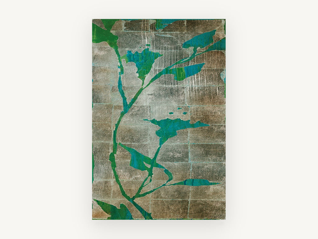 Silver Leaf Vines, floral canvas wall art print, front view