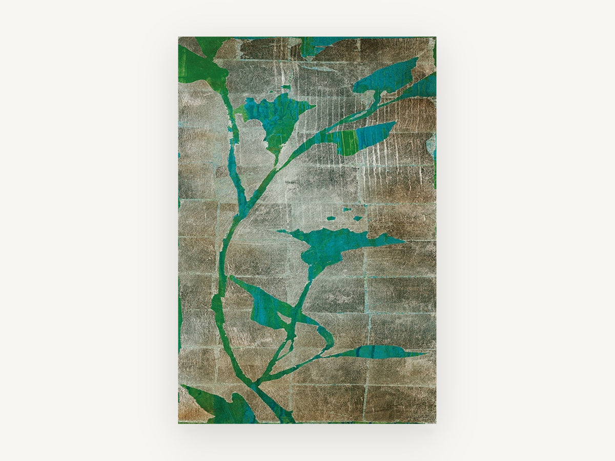 Silver Leaf Vines, floral canvas wall art print, front view