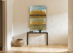 Dripping Gold Treeline landscape canvas print on the wall of a hallway