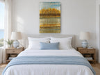 Dripping Gold Treeline landscape canvas print on the wall of a bedroom